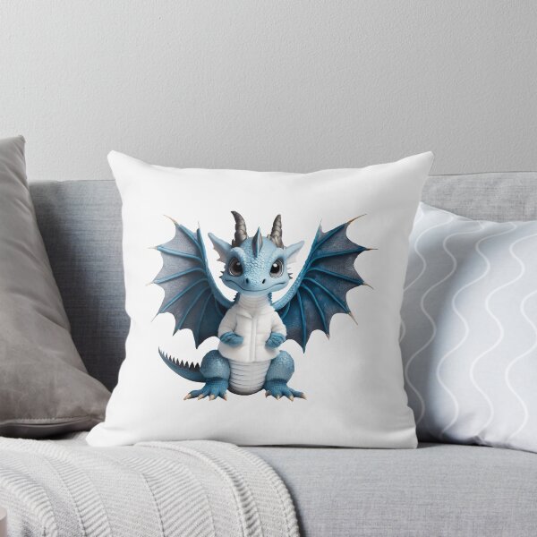 Item preview, Adorable Blue Ice Baby Dragon in a Fluffy White Jacket designed and sold by CuteopiaGallery.