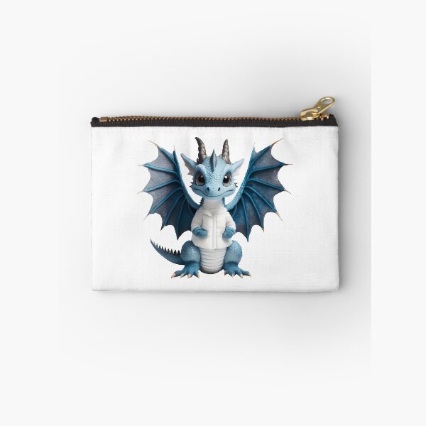 Item preview, Adorable Blue Ice Baby Dragon in a Fluffy White Jacket designed and sold by CuteopiaGallery.