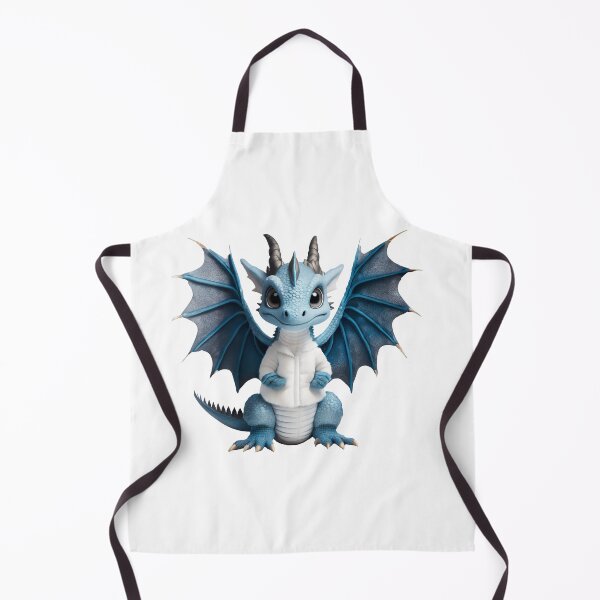 Item preview, Adorable Blue Ice Baby Dragon in a Fluffy White Jacket designed and sold by CuteopiaGallery.