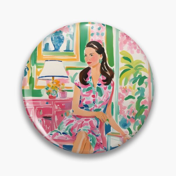 Item preview, Girl and a ginger cat in preppy interior designed and sold by SophieClimaArt.