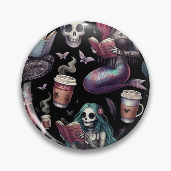 Item preview, Goth Mermaids Reading Books and Drinking Coffee designed and sold by DoggoTankDesign.