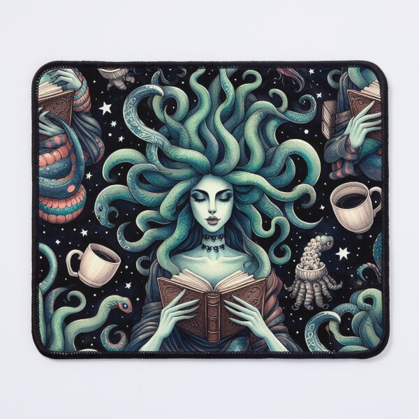 Item preview, Medusa Reading Books and Drinking Coffee designed and sold by DoggoTankDesign.