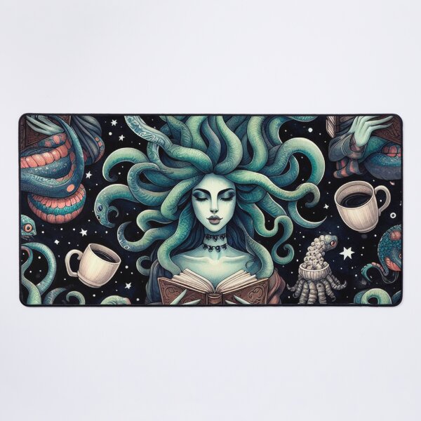 Item preview, Medusa Reading Books and Drinking Coffee designed and sold by DoggoTankDesign.