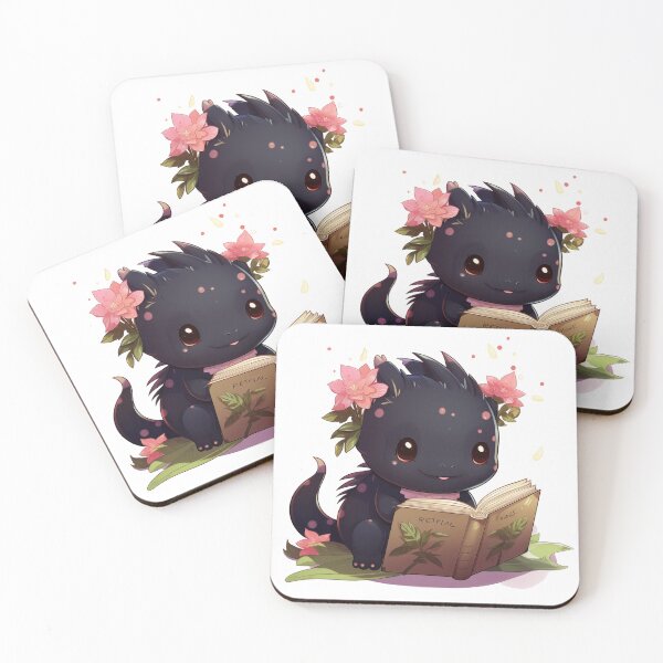 Item preview, Cute black axolotl reading book designed and sold by HappyStickBike.