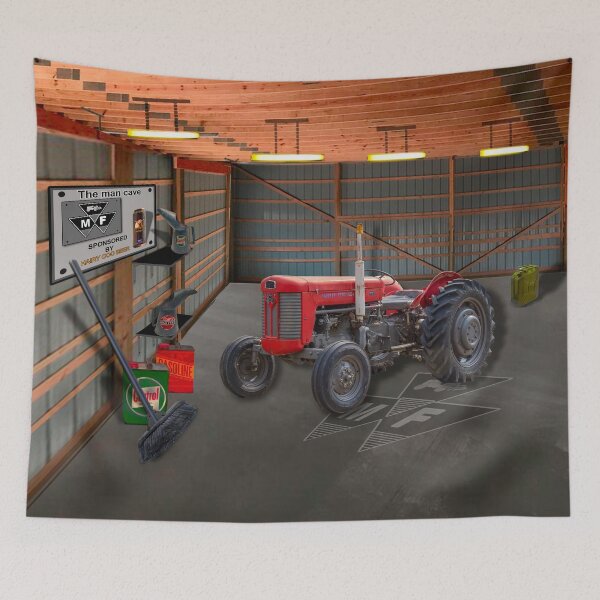 Item preview, red tractor in barn designed and sold by Millysuewood.
