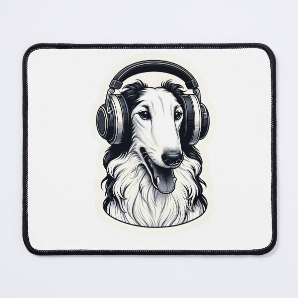 Item preview, Dog with Headphones - borzoi designed and sold by Truck Stop One.