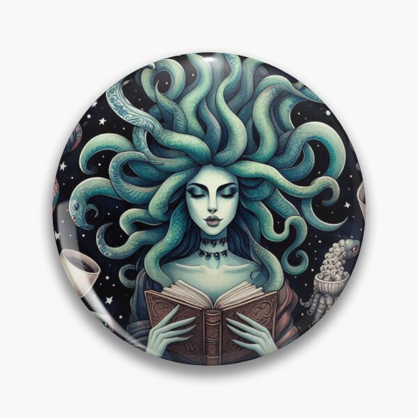 Item preview, Medusa Reading Books and Drinking Coffee designed and sold by DoggoTankDesign.