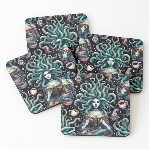 Item preview, Medusa Reading Books and Drinking Coffee designed and sold by DoggoTankDesign.