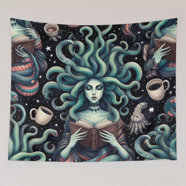 Item preview, Medusa Reading Books and Drinking Coffee designed and sold by DoggoTankDesign.
