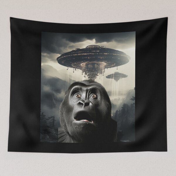 Item preview,  Monkey Selfie with UFOs designed and sold by Master-Print.