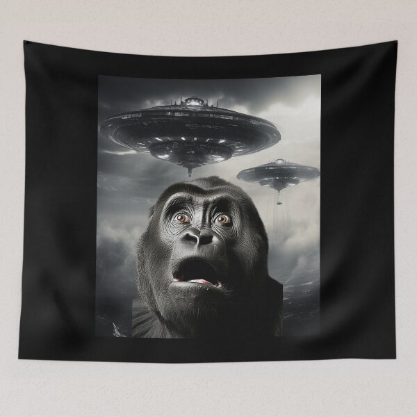 Item preview, Monkey Selfie with UFOs designed and sold by Master-Print.