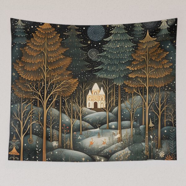 Item preview, enchanting christmas forest print designed and sold by dcrc.