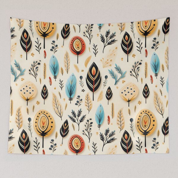 Item preview, Boho leaves pattern designed and sold by LuckyFamily.