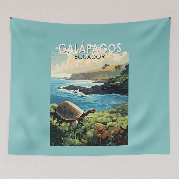 Item preview, Galapagos Islands Giant Tortoise Travel Art Vintage designed and sold by KrisSidDesigns.