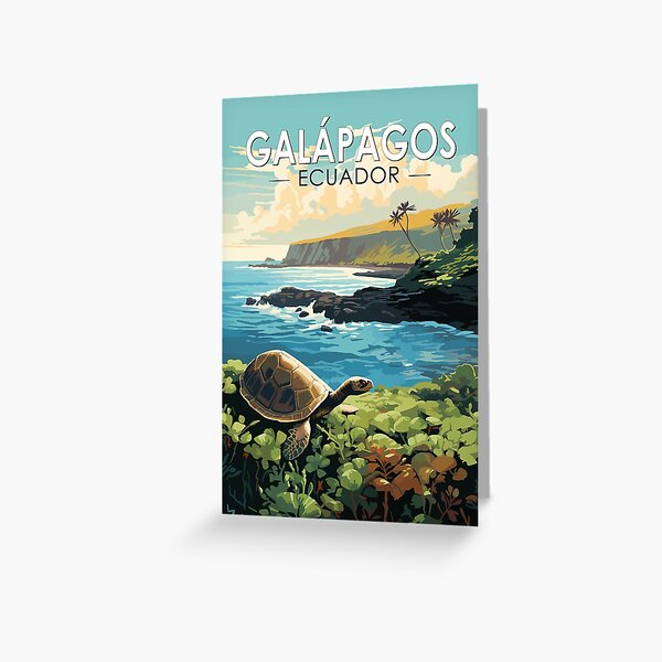 Item preview, Galapagos Islands Giant Tortoise Travel Art Vintage designed and sold by KrisSidDesigns.