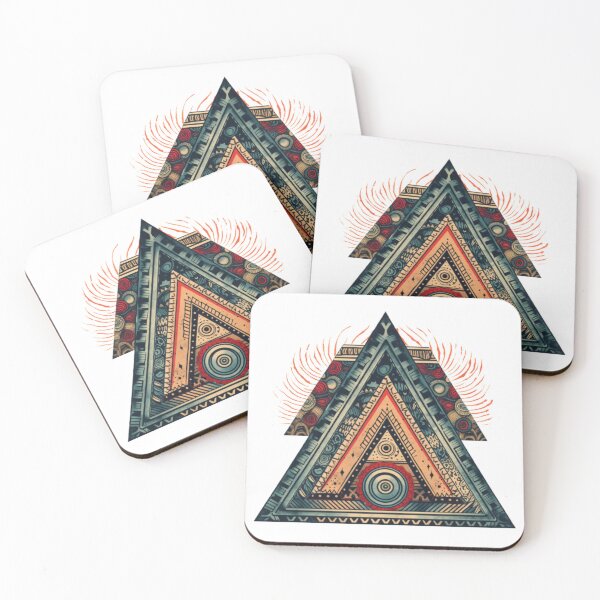 Item preview, A vintage artistic-style triangle adorned with intricate geometric hand-drawn patterns. designed and sold by LittleOF Arty.