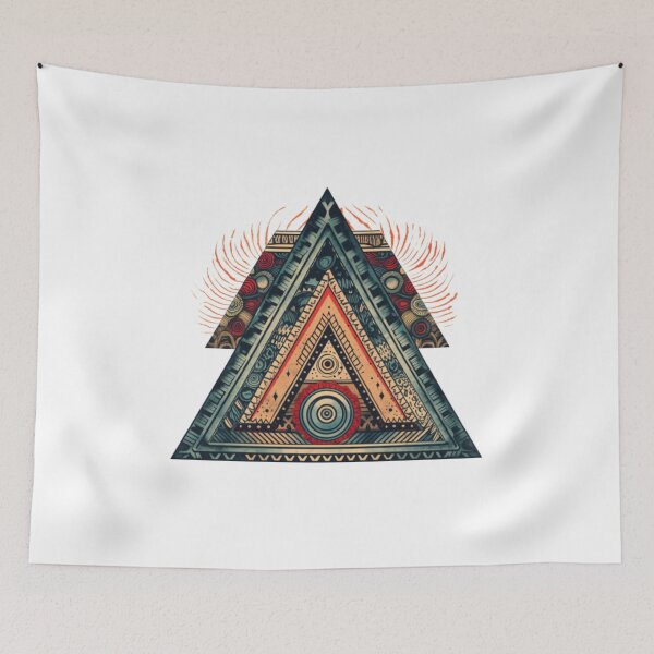 Item preview, A vintage artistic-style triangle adorned with intricate geometric hand-drawn patterns. designed and sold by LittleOF Arty.