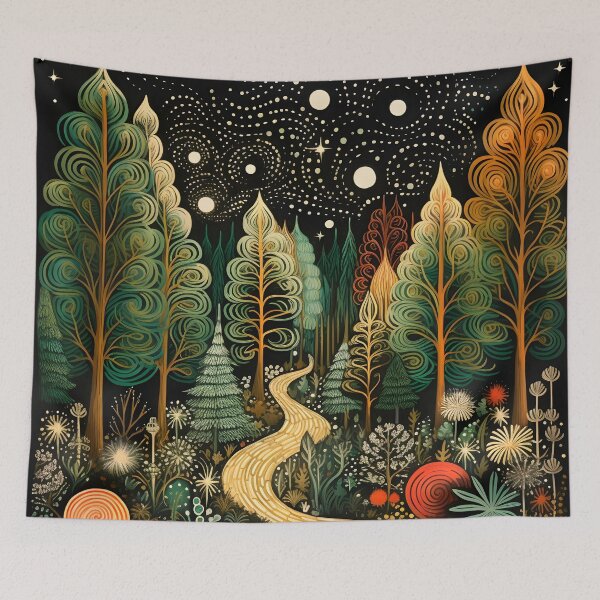 Item preview, enchanting christmas forest print designed and sold by dcrc.