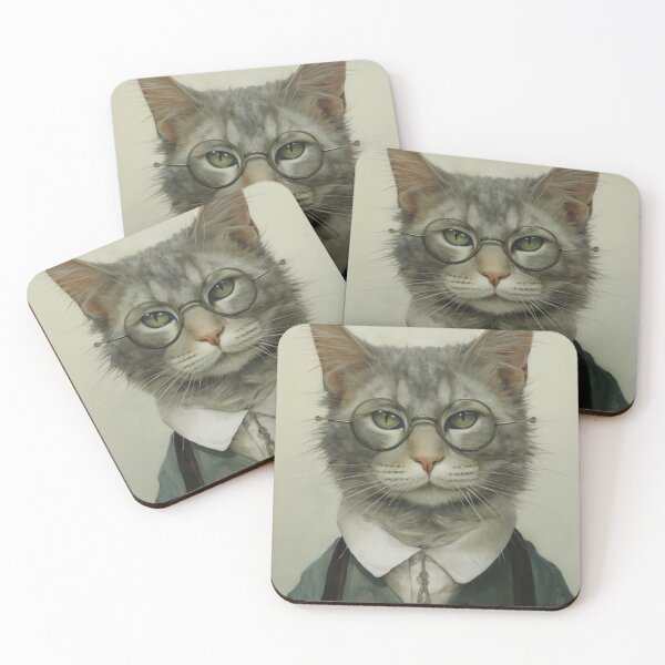 Item preview, Grey Cat Wearing Spectacles designed and sold by whitecat23.