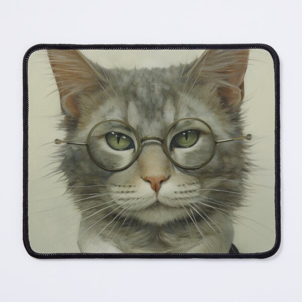 Item preview, Grey Cat Wearing Spectacles designed and sold by whitecat23.