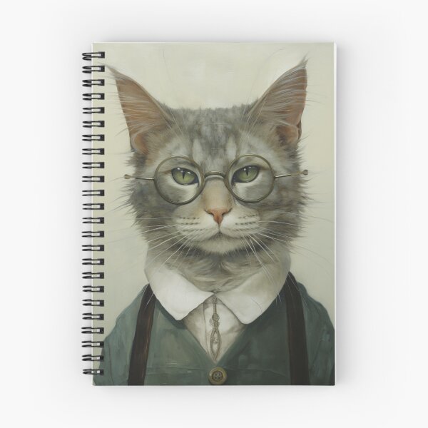 Item preview, Grey Cat Wearing Spectacles designed and sold by whitecat23.