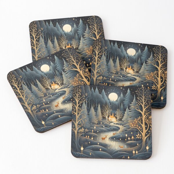 Item preview, enchanting christmas forest print designed and sold by dcrc.