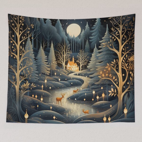 Item preview, enchanting christmas forest print designed and sold by dcrc.