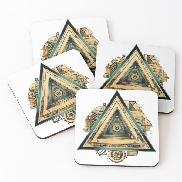 Item preview, A vintage artistic-style triangle adorned with intricate geometric hand-drawn patterns. designed and sold by LittleOF Arty.