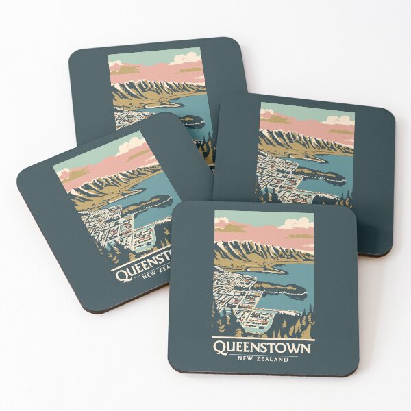 Item preview, A Vintage Travel Art of Queenstown - New Zealand  designed and sold by GoodOldVintage.