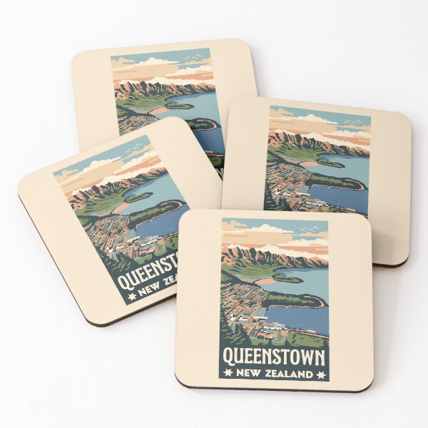 Item preview, A Vintage Travel Art of Queenstown - New Zealand  designed and sold by GoodOldVintage.