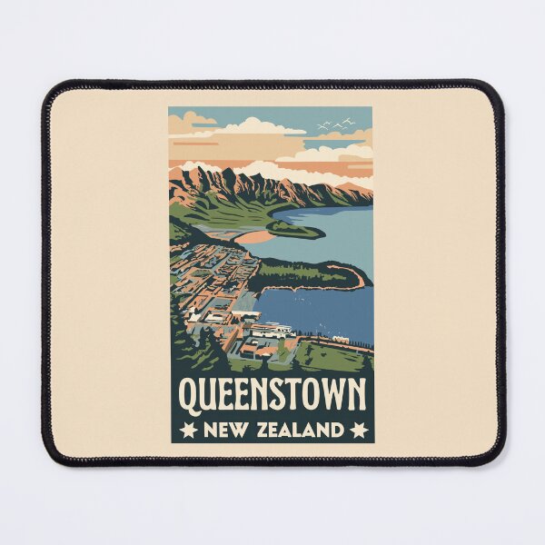 Item preview, A Vintage Travel Art of Queenstown - New Zealand  designed and sold by GoodOldVintage.