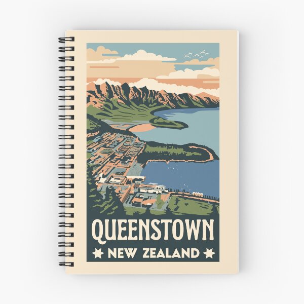 Item preview, A Vintage Travel Art of Queenstown - New Zealand  designed and sold by GoodOldVintage.