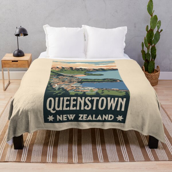 Item preview, A Vintage Travel Art of Queenstown - New Zealand  designed and sold by GoodOldVintage.