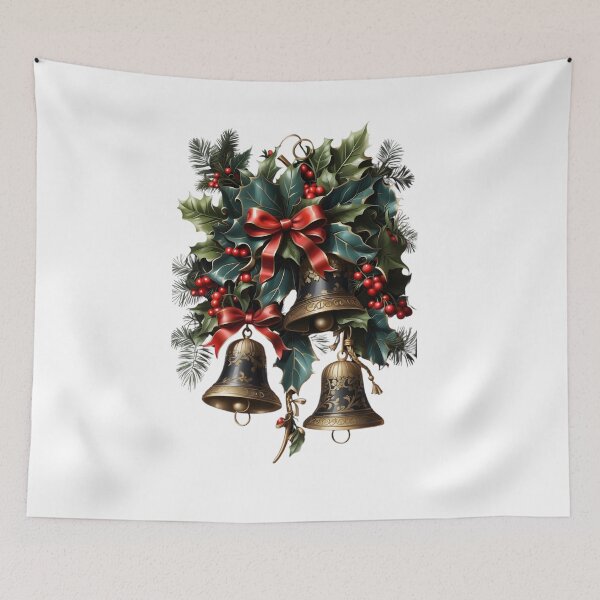 Item preview, Christmas Bells with Holly Berries designed and sold by TrendiKloset.