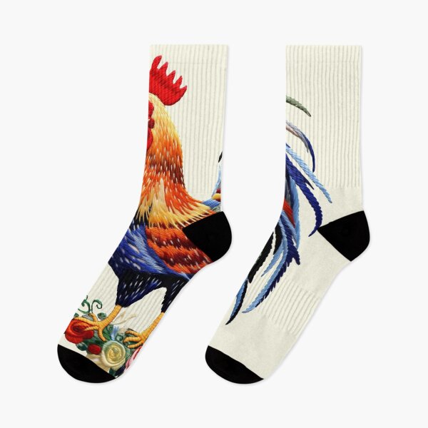 Item preview, Rooster chicken Embroidery hand stitched cottage core colorful pattern thread designed and sold by TankandDPS.