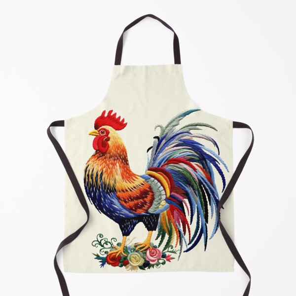 Item preview, Rooster chicken Embroidery hand stitched cottage core colorful pattern thread designed and sold by TankandDPS.