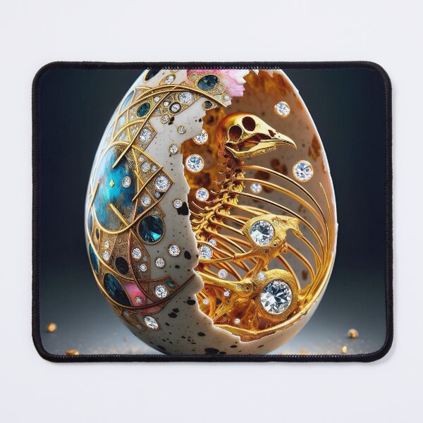 Item preview, Gold and diamond skeleton quail egg designed and sold by AI-Pi-art.
