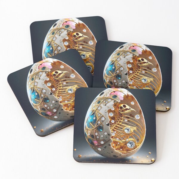 Item preview, Gold and diamond skeleton quail egg designed and sold by AI-Pi-art.