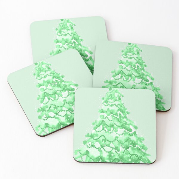 Item preview, Watercolor Christmas Tree covered in snow, light colors, delicate green emerald. designed and sold by My-fake-places.