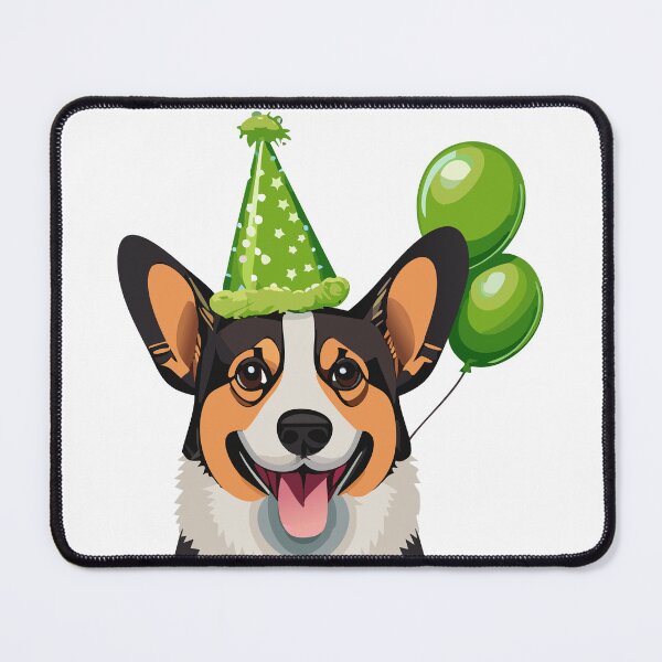Item preview, Tricolor Green Birthday Corgi designed and sold by Corgi-at-night.