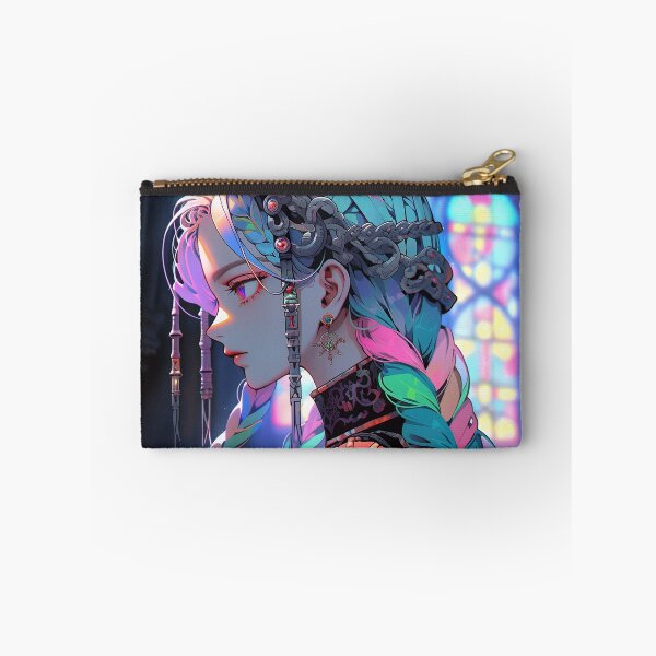 Item preview, Future Goth Stained Glass Neon Cathedral Anime Girl designed and sold by bubblegoth.