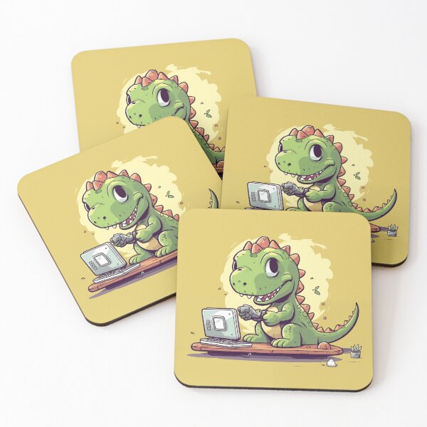 Item preview, Cute dinosaur playing on console designed and sold by Dadziosz.
