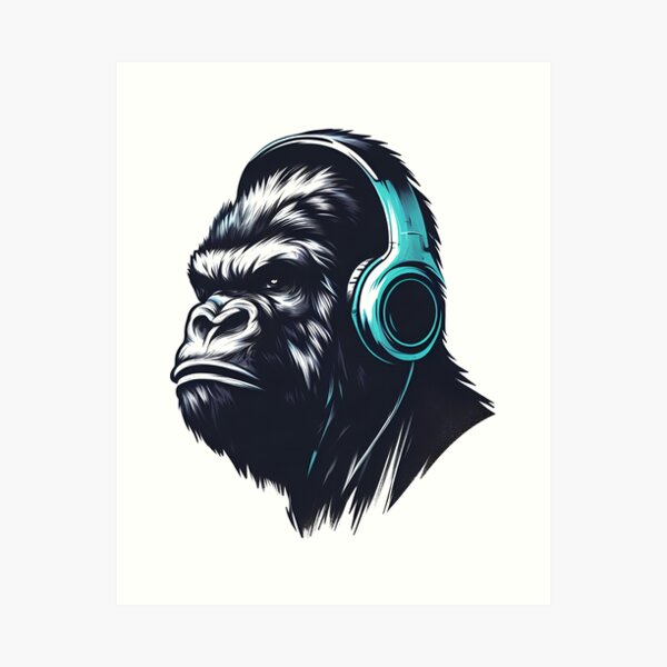 Cool Gorilla With Headphones Vintage Unique Gifts For Women Funny Cute –  BlacksWhite