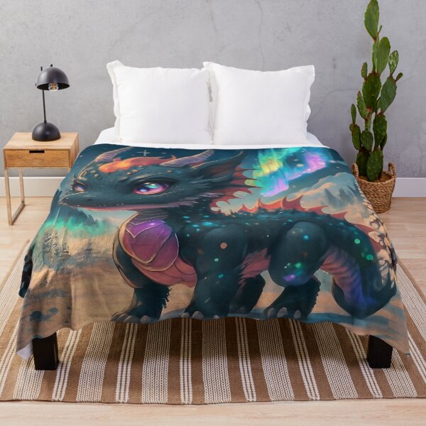 Item preview, Colorful Aurora Chibi Dragon In Winter Landscape  designed and sold by DragonRealms.