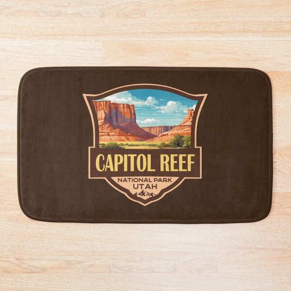 Item preview, Capitol Reef National Park Illustration Retro Badge designed and sold by KrisSidDesigns.