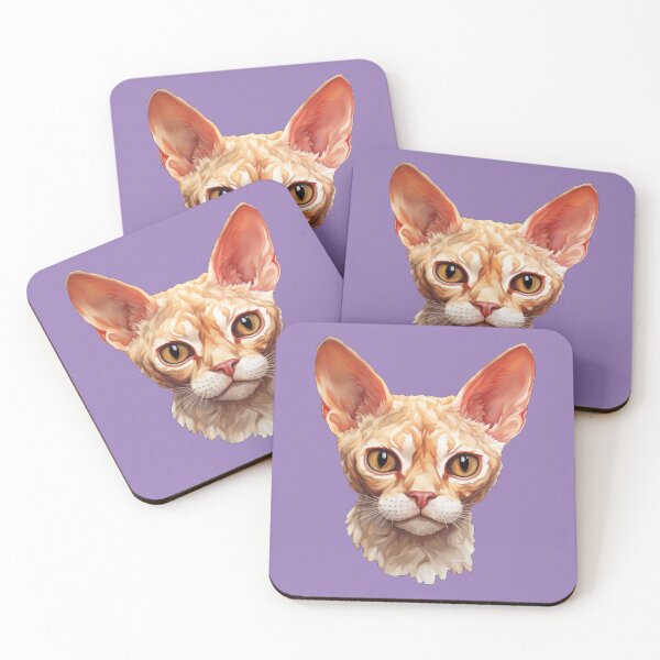 Item preview, Devon Rex Gaze Intense Frontal Portrait in Vivid Digital Art designed and sold by solrevolver.