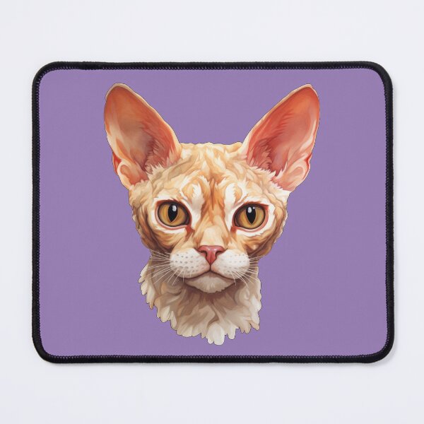 Item preview, Devon Rex Gaze Intense Frontal Portrait in Vivid Digital Art designed and sold by solrevolver.