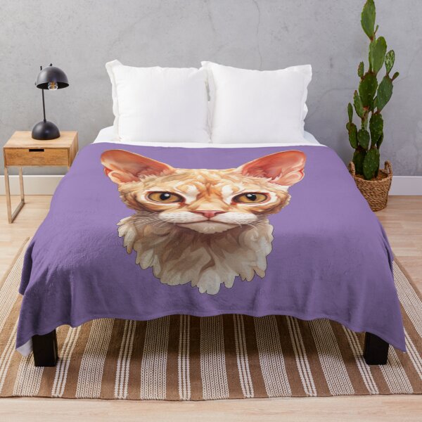 Item preview, Devon Rex Gaze Intense Frontal Portrait in Vivid Digital Art designed and sold by solrevolver.