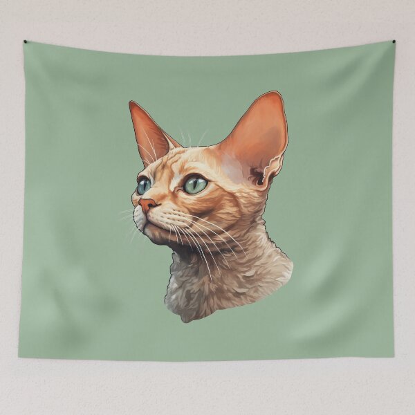 Item preview, Devon Rex Contemplation Serene Side Profile in Digital Painting designed and sold by solrevolver.