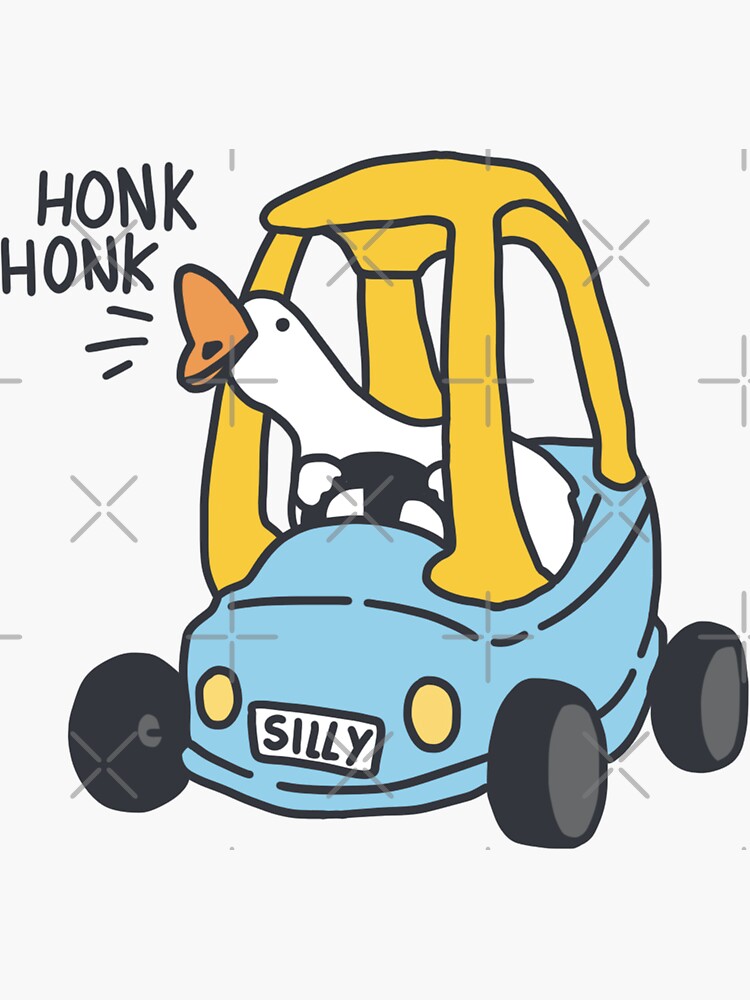 Aperçu 3 sur 3. Sticker avec l'œuvre Silly Goose Voiture Bleu créée et vendue par Chanaika4.